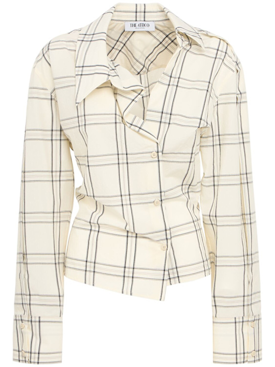 The Attico: Checked cotton shirt - Schwarz/Weiß - women_0 | Luisa Via Roma