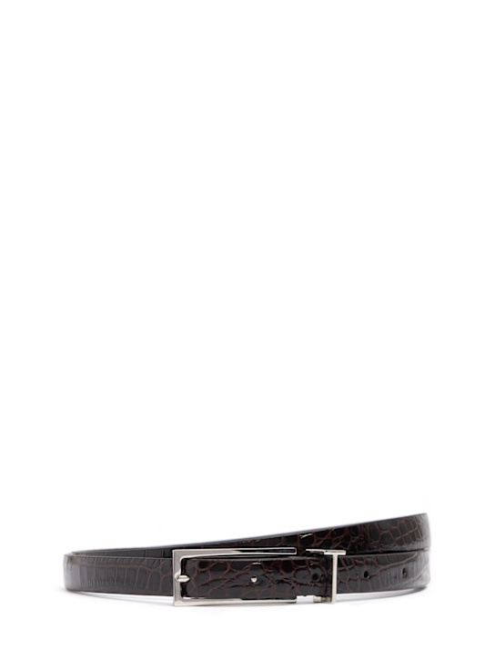 Tom Ford: 1.5cm Shiny croc embossed leather belt - men_0 | Luisa Via Roma