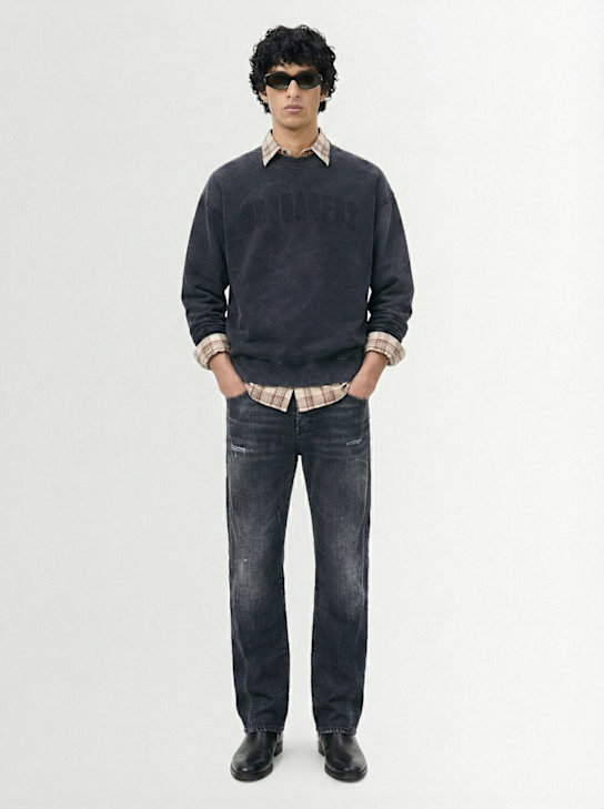 Dsquared2: 宽松扭曲设计牛仔裤 - 黑色 - men_1 | Luisa Via Roma