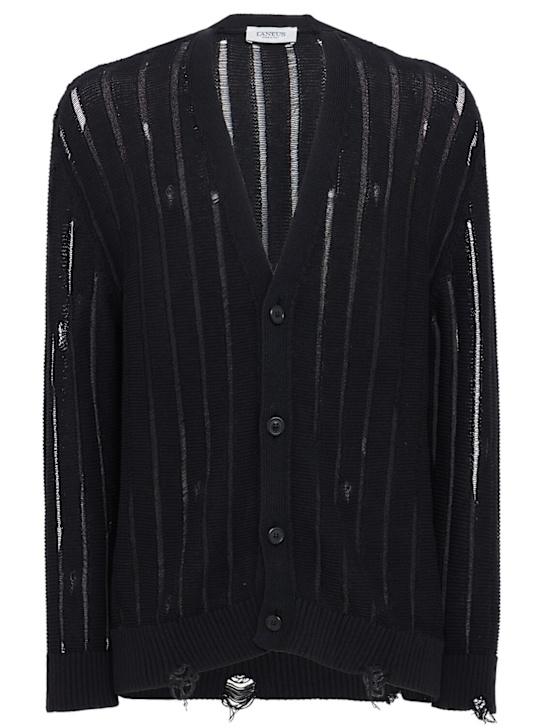 Laneus: 针织纯棉开衫 - 黑色 - men_0 | Luisa Via Roma