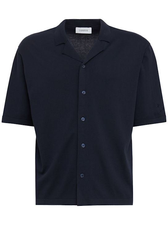 Laneus: 棉质针织polo衫 - 蓝色/海军蓝 - men_0 | Luisa Via Roma