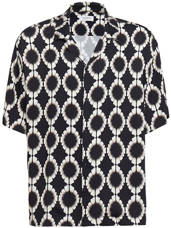 Laneus: Printed boxy fit bowling shirt - 블랙/화이트 - men_0 | Luisa Via Roma