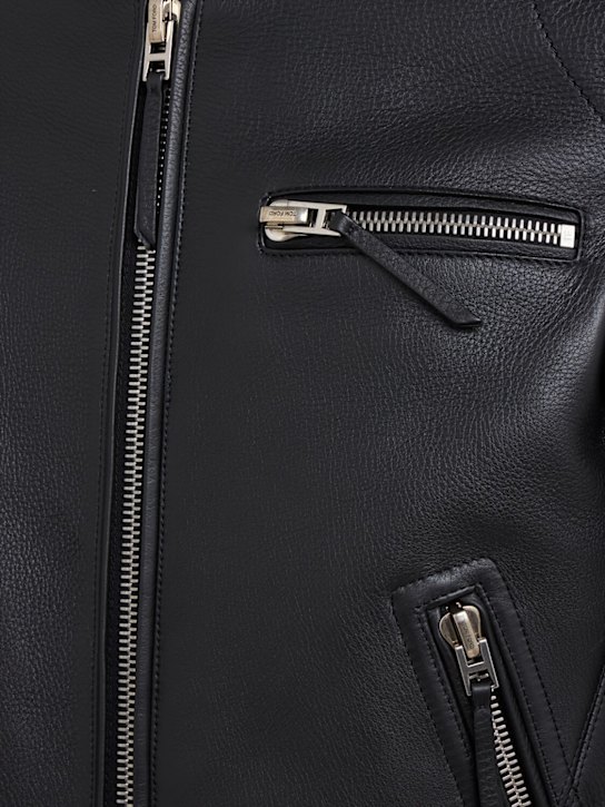 Tom Ford: 粒面皮革机车夹克 - 黑色 - men_1 | Luisa Via Roma