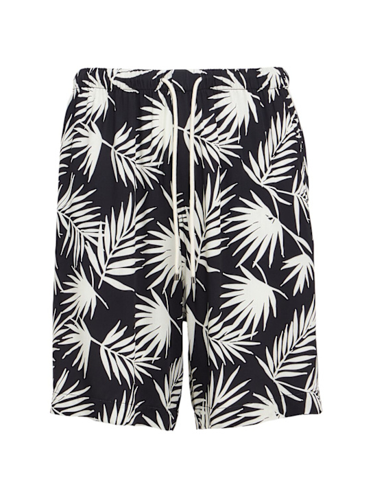 Laneus: Printed viscose shorts - Schwarz/Weiß - men_0 | Luisa Via Roma