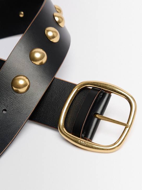 Chloé: Midnight搭扣皮革腰带 - Gold And Black - women_1 | Luisa Via Roma