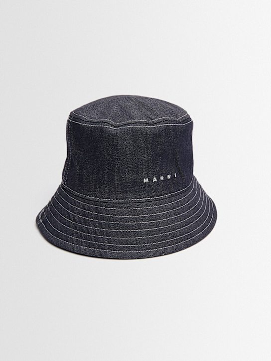 Marni Junior: Cotton blend canvas bucket hat - 深蓝色 - kids-boys_1 | Luisa Via Roma