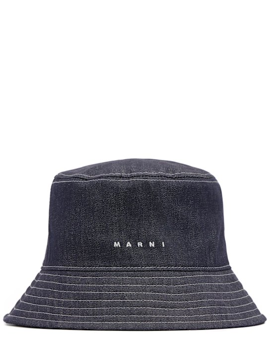 Marni Junior: Cotton blend canvas bucket hat - 深蓝色 - kids-boys_0 | Luisa Via Roma
