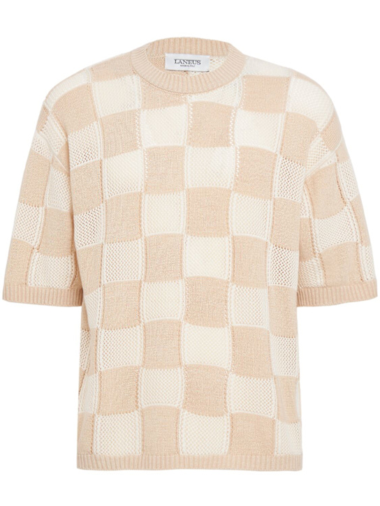 Laneus: 棉混纺针织T恤 - 米黄色 - men_0 | Luisa Via Roma