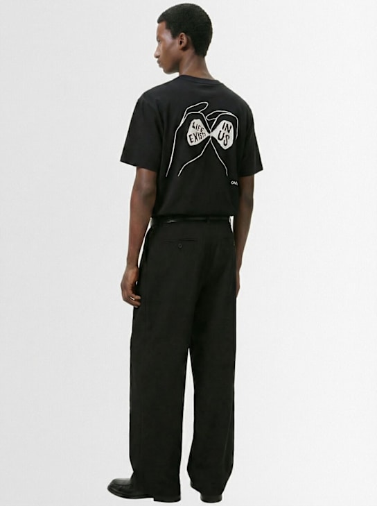 Sacai: Geoff Sacai embroidery t-shirt - Black - men_1 | Luisa Via Roma