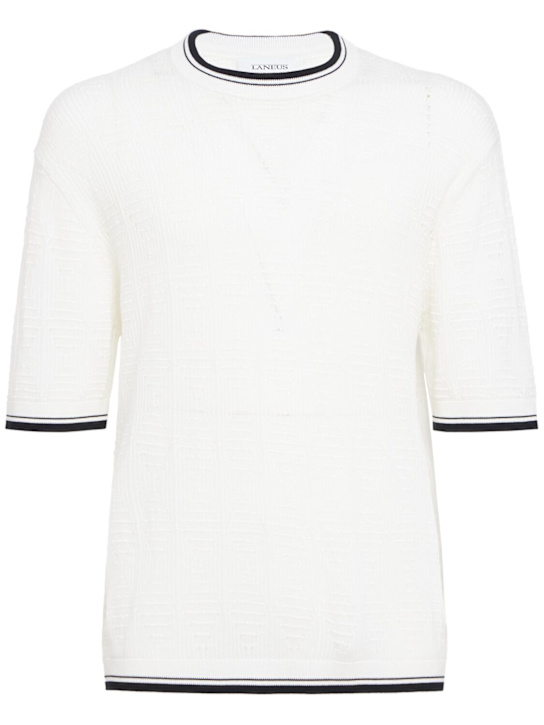 Laneus: Knitted cotton t-shirt - Cream - men_0 | Luisa Via Roma
