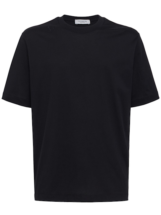 Laneus: Cotton jersey oversize t-shirt - Black - men_0 | Luisa Via Roma