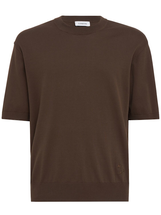 Laneus: 棉质针织T恤 - 巧克力色 - men_0 | Luisa Via Roma