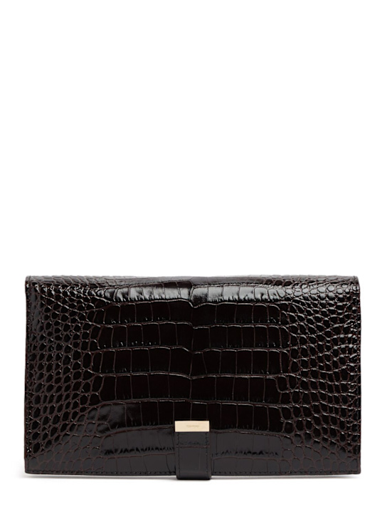 Tom Ford: Clutch aus Lackleder mit Krokoprägung - Espresso - women_0 | Luisa Via Roma