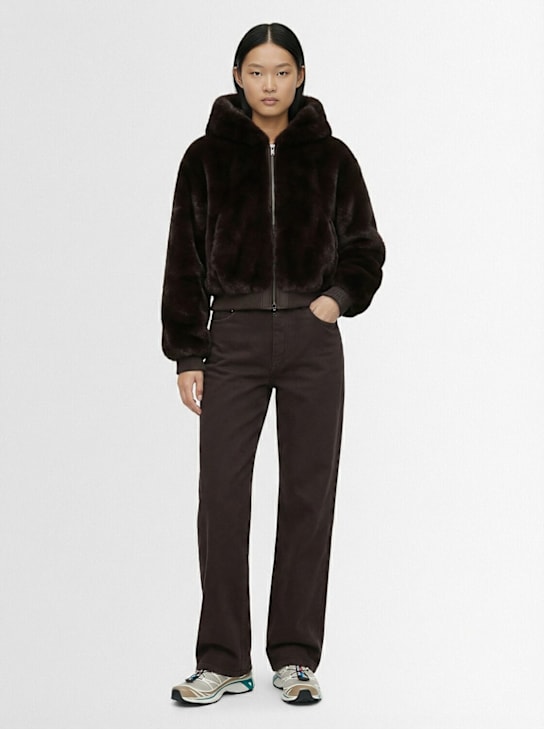 Skims: Cropped plush zip jacket - Café Espresso - women_1 | Luisa Via Roma