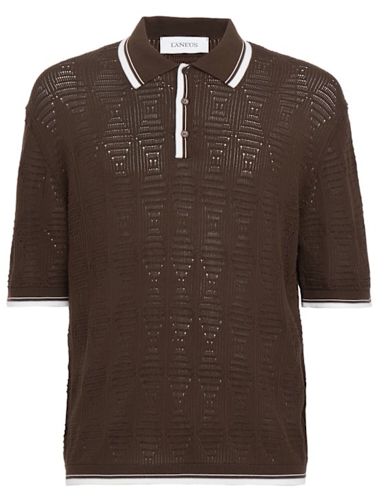 Laneus: 棉质针织polo衫 - Chocolate/Multi - men_0 | Luisa Via Roma
