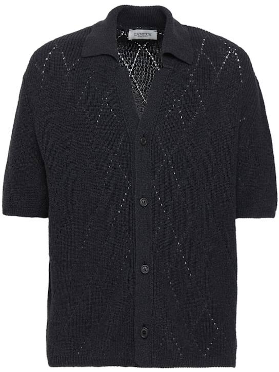 Laneus: 棉质针织polo衫 - 黑色 - men_0 | Luisa Via Roma