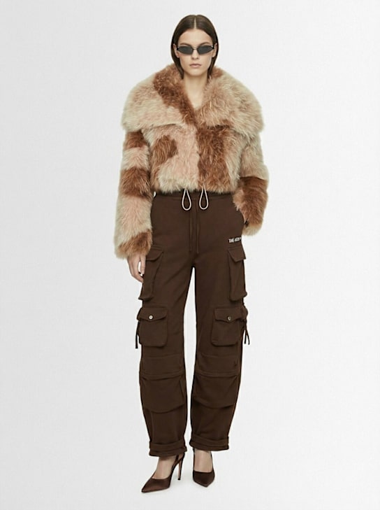 The Attico: Fur short coat - Beige/Multi - women_1 | Luisa Via Roma