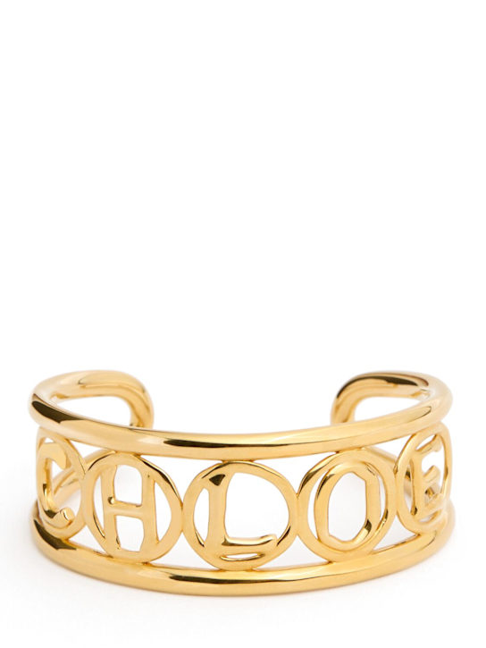 Chloé: Bracelet manchette Script logo - Or - women_0 | Luisa Via Roma