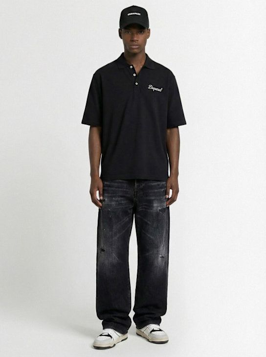 Dsquared2: Tennis fit POLO衫 - 黑色 - men_1 | Luisa Via Roma