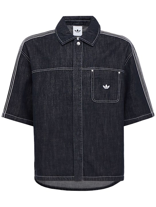adidas Originals: Short sleeve denim shirt - 靛蓝色 - men_0 | Luisa Via Roma