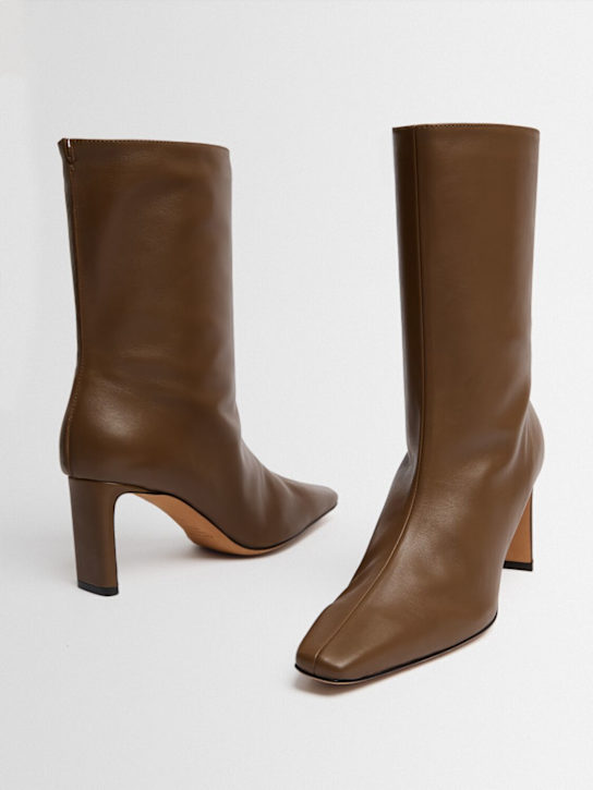 Katt Fore: 70mm Olympe mid-cut leather boots - Mokka - women_1 | Luisa Via Roma
