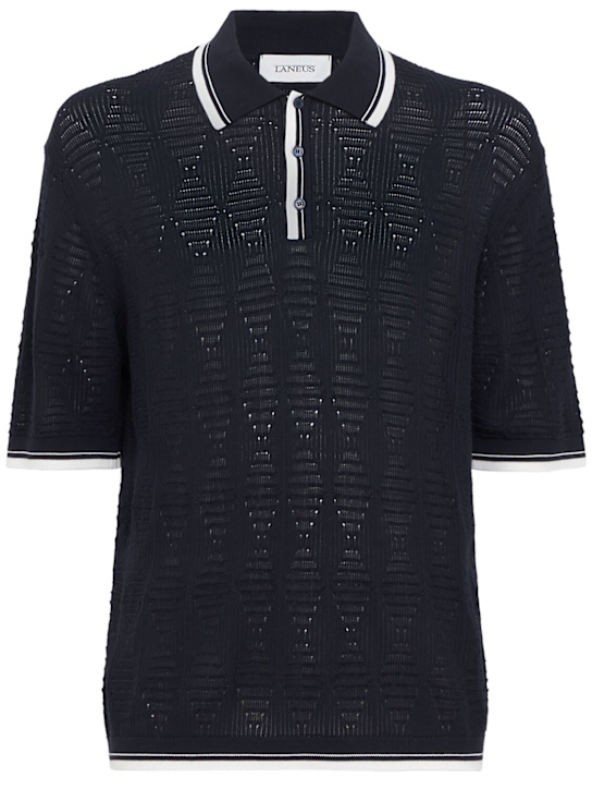 Laneus: 棉质针织polo衫 - 蓝色/海军蓝 - men_0 | Luisa Via Roma