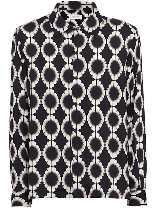 Laneus: 印花宽松版型粘胶纤维衬衫 - 黑色/白色 - men_0 | Luisa Via Roma