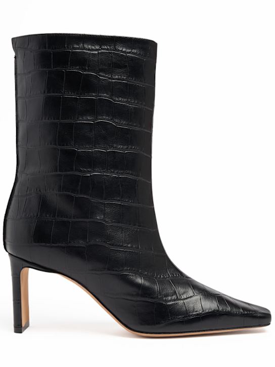 Katt Fore: 70mm Olympe mid-cut croc embossed boots - 黑色 - women_0 | Luisa Via Roma