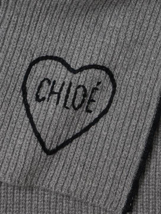 Chloé: Encouer心形针织围巾 - Divine Grey - women_1 | Luisa Via Roma