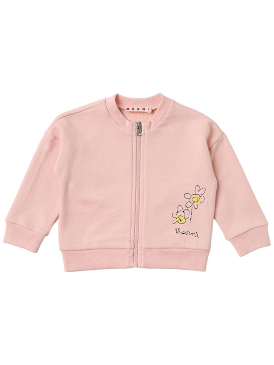Marni Junior: Printed cotton sweatshirt - 粉色 - kids-girls_0 | Luisa Via Roma