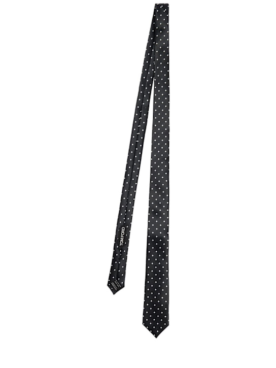 Tom Ford: 6cm Satin pearl polka dot tie - Black - men_0 | Luisa Via Roma