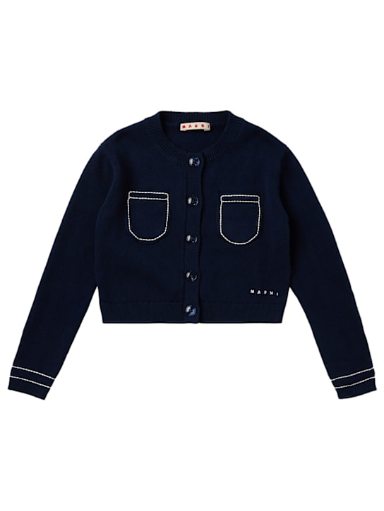 Marni Junior: Cotton cardigan - Bleu - kids-girls_0 | Luisa Via Roma