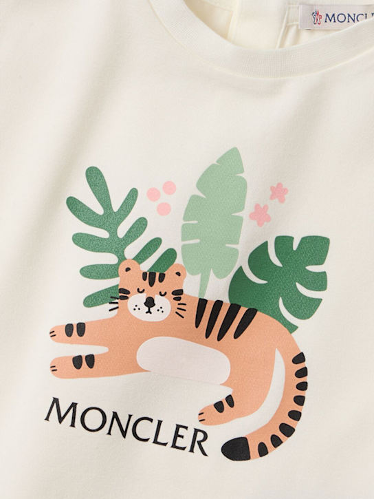 Moncler: Animal motif ruffled cotton t-shirt - White - kids-girls_1 | Luisa Via Roma