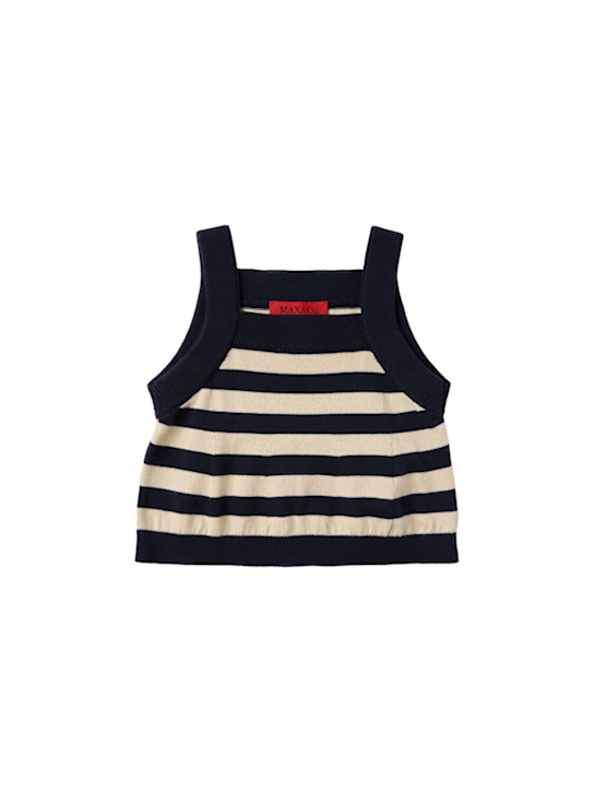 MAX&Co.: Cotton tank top - 米黄色/海军蓝 - kids-girls_0 | Luisa Via Roma