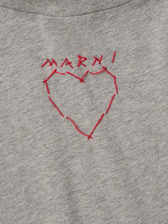 Marni Junior: Printed cotton cropped t-shirt - Grey - kids-girls_1 | Luisa Via Roma