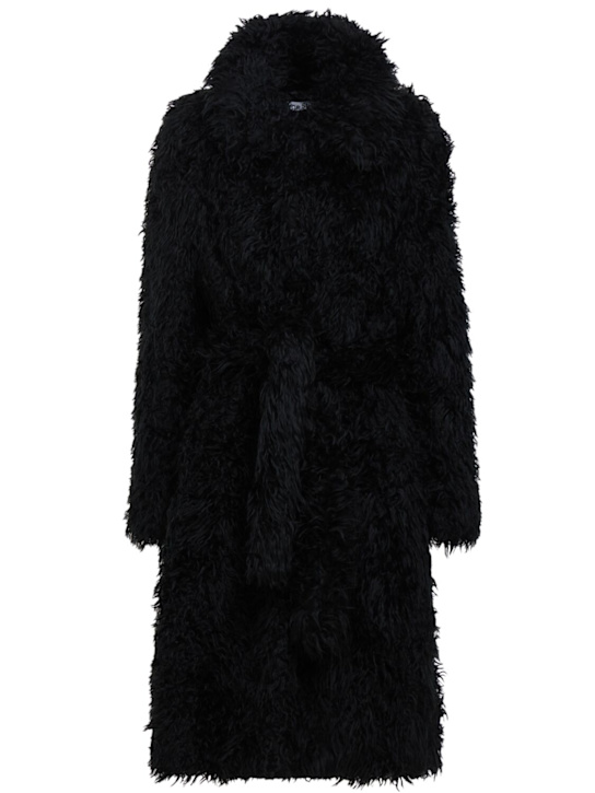 Acne Studios: Oflama plush long coat - Black - women_0 | Luisa Via Roma