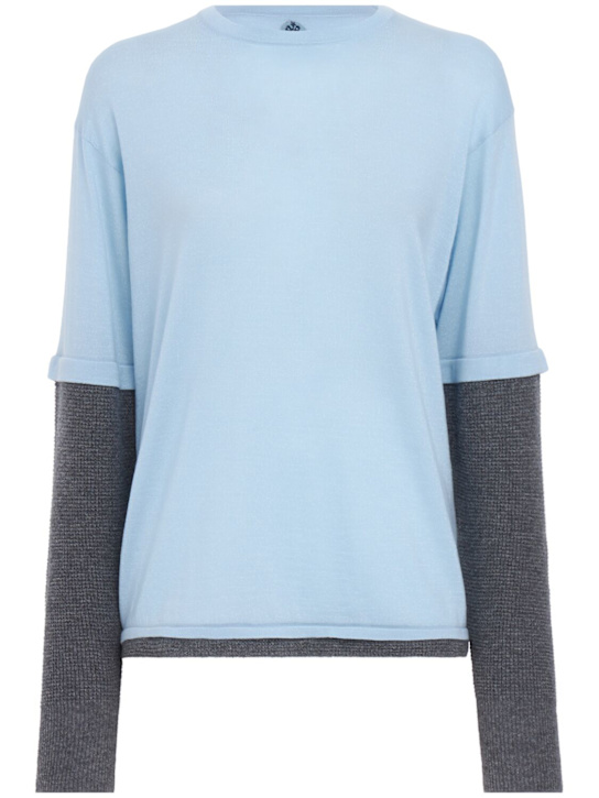 Adrian Cashmere: Double-layer cashmere sweater - Bleu Bébé - women_0 | Luisa Via Roma
