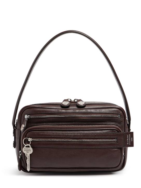 Acne Studios: Small Camero Party leather shoulder bag - Chocolat - women_0 | Luisa Via Roma