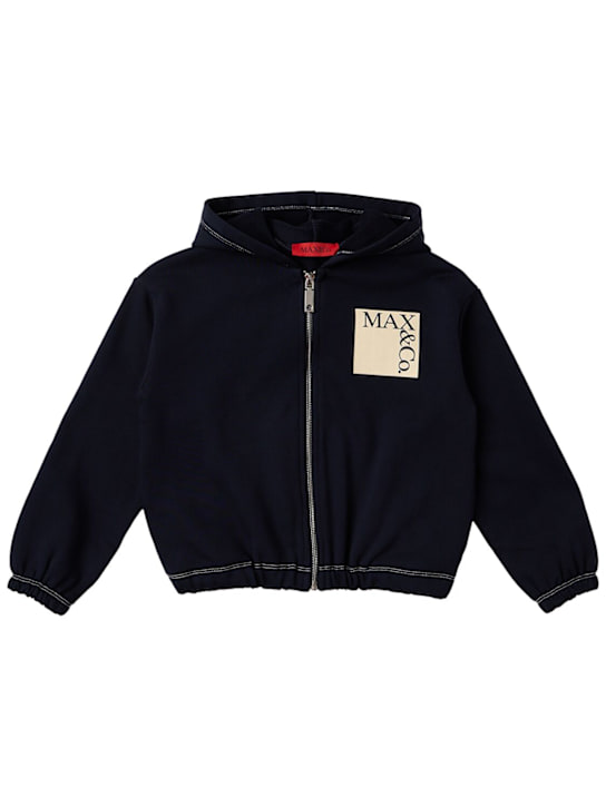 MAX&Co.: Cotton zip-up hoodie - 黑色 - kids-girls_0 | Luisa Via Roma