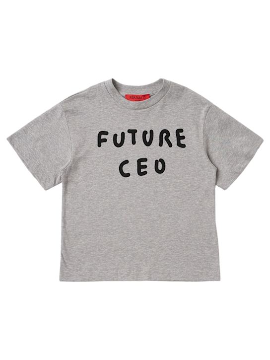 MAX&Co.: Embroidered cotton jersey t-shirt - 灰色 - kids-girls_0 | Luisa Via Roma