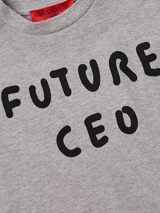 MAX&Co.: Embroidered cotton jersey t-shirt - 灰色 - kids-girls_1 | Luisa Via Roma