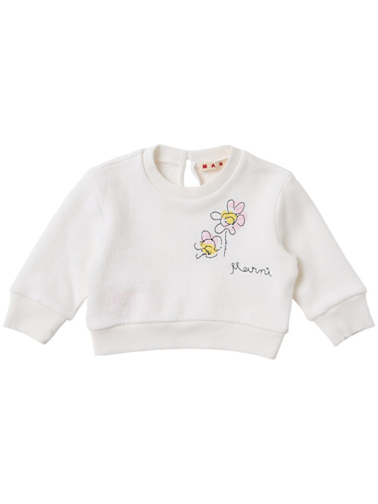 Marni Junior: Cotton logo sweatshirt - kids-girls_0 | Luisa Via Roma