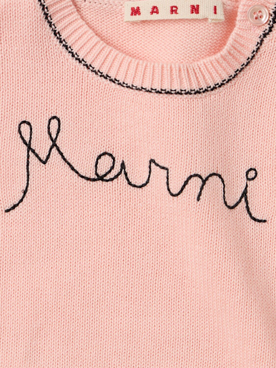 Marni Junior: Cotton knit sweater - 粉色 - kids-girls_1 | Luisa Via Roma