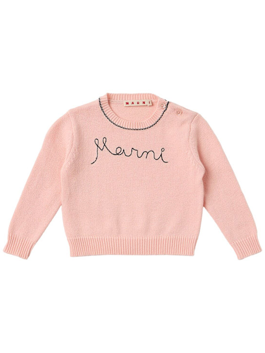 Marni Junior: Cotton knit sweater - 粉色 - kids-girls_0 | Luisa Via Roma