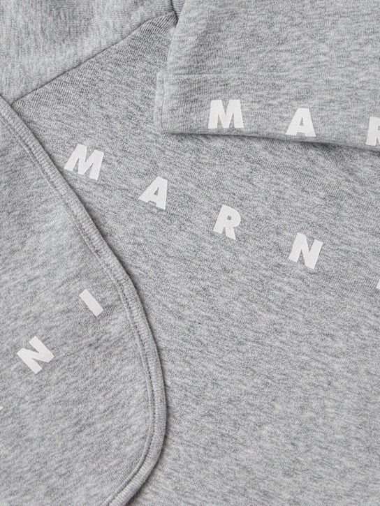 Marni Junior: Cotton logo romper, hat & bib - Noir - kids-boys_1 | Luisa Via Roma