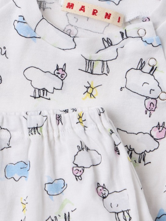 Marni Junior: Printed cotton shirt & shorts - Wht/Multi - kids-boys_1 | Luisa Via Roma