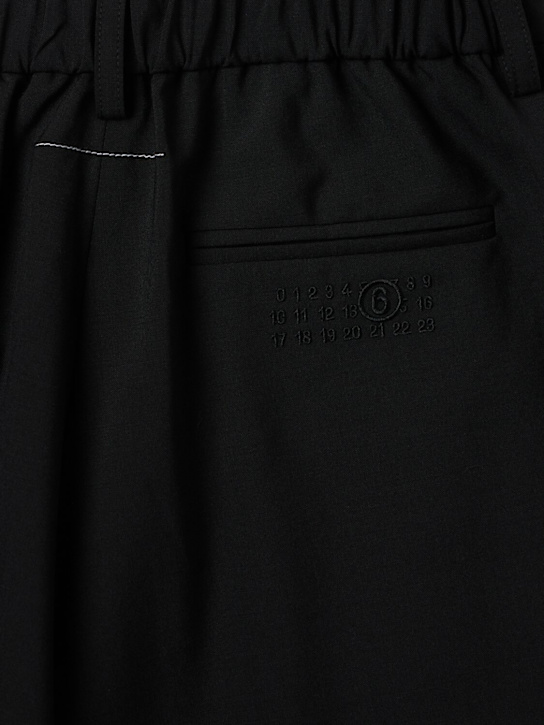 MM6 Maison Margiela: Wool blend pants - Black - kids-boys_1 | Luisa Via Roma