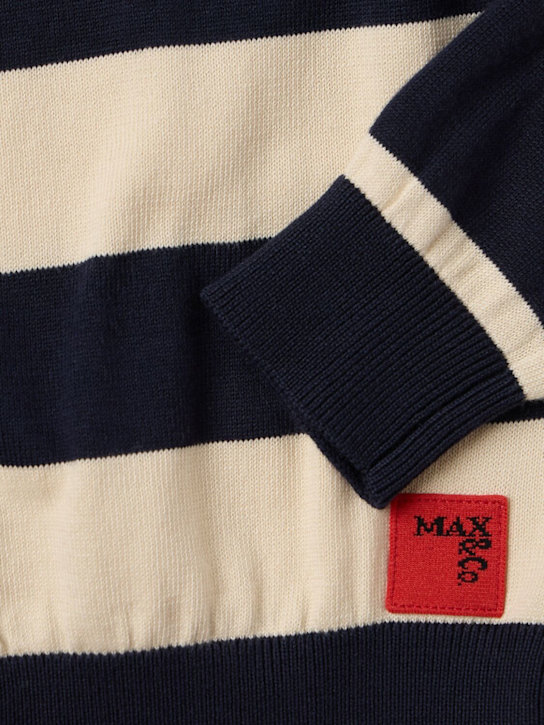 MAX&Co.: Striped cotton knit cardigan - Beige/Navy - kids-girls_1 | Luisa Via Roma