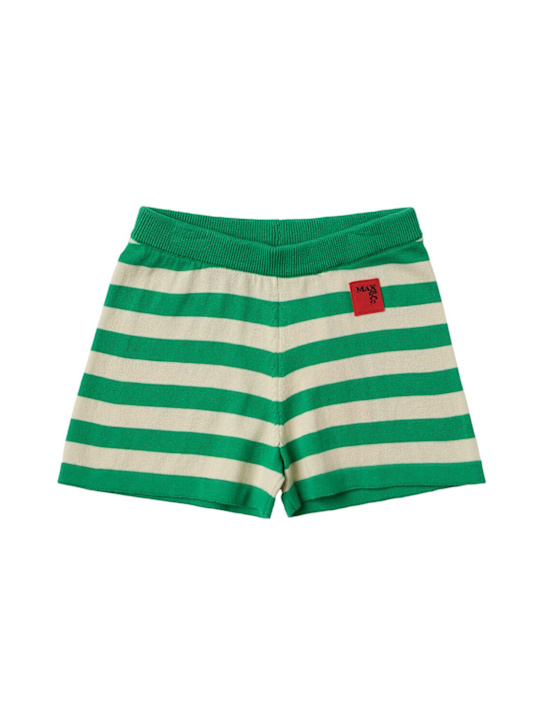 MAX&Co.: Striped cotton shorts - Beige/Vert - kids-girls_0 | Luisa Via Roma