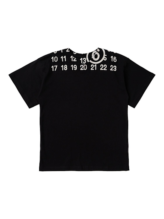 MM6 Maison Margiela: Cotton jersey t-shirt - Noir - kids-boys_0 | Luisa Via Roma